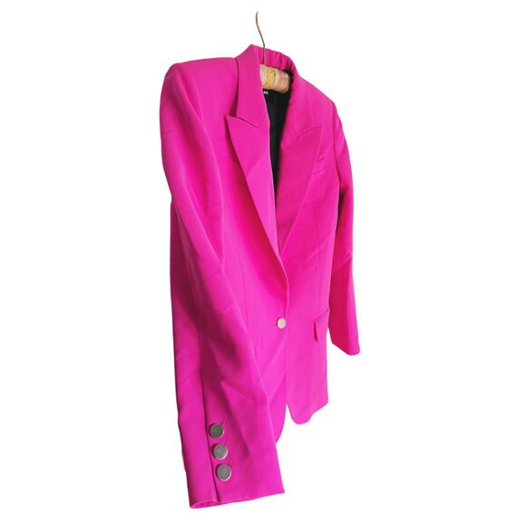 Barbara Bui Tailored Crepe Lined Blazer Jacket Hot Pink 38 Small Luxury Barbie - Picture 10 of 13